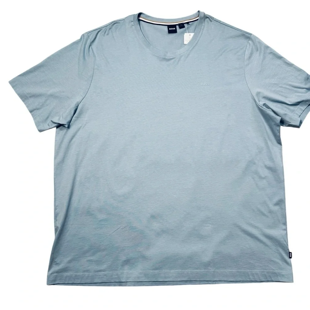 NWT New Hugo Boss Cotton Logo Detail Light Blue T-Shirt Size 5XL